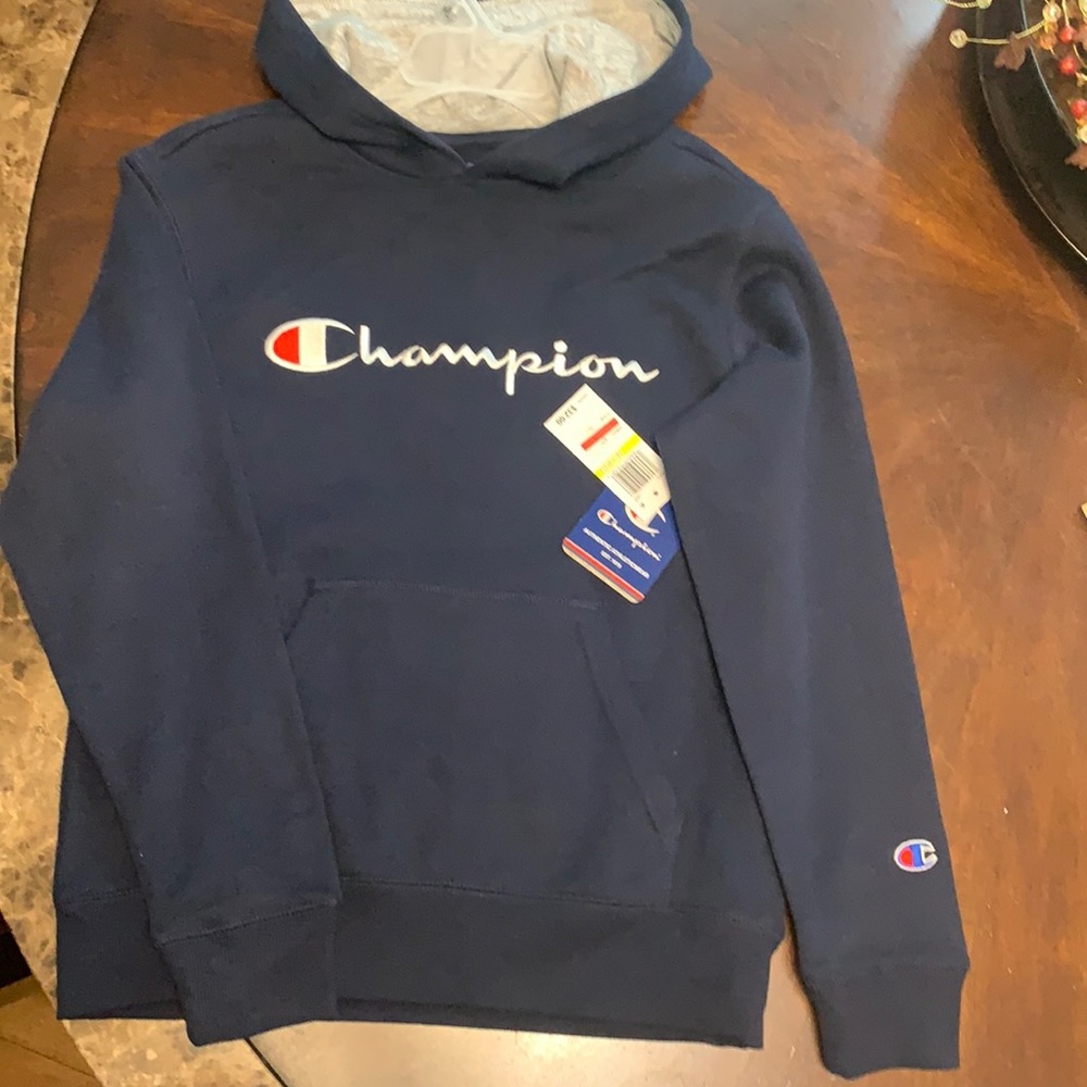 New Blue hoodie, Champion, medium size(young)